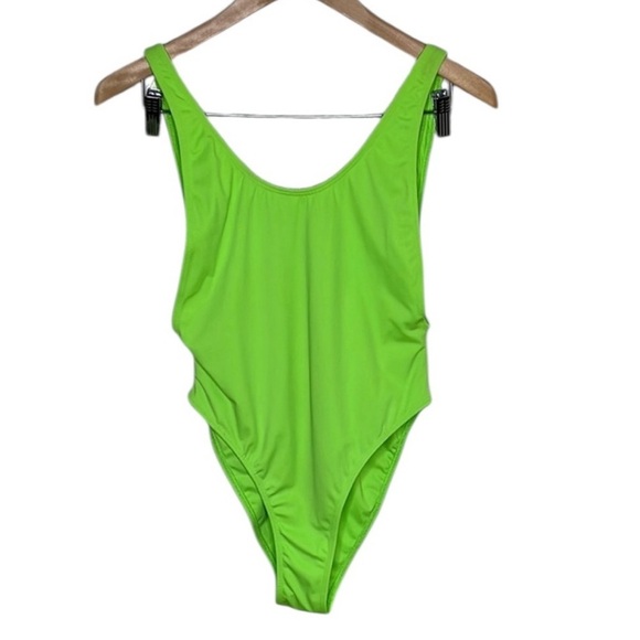 Lonely Ghost Neon Green Thigh High 1 Piece Swimsuit Women Size L BLEMISH - Picture 5 of 5